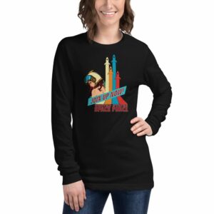 Space Force Retro Vintage Comics Space Girl Unisex Long Sleeve Tee