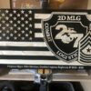 Wooden Carved American Military Flag Black and Natural Gloss 30" x 16"