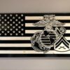 Wooden Carved American Military Flag Black and Natural Gloss 30" x 16"
