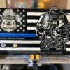 Wooden Carved American Military Flag Black and Natural Gloss 30" x 16"
