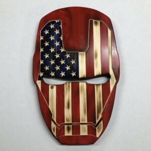 Wooden American Flag Ironman Helmet