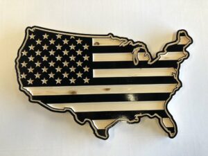 Wooden Carved United States Shaped Flag