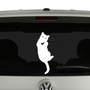 Cat Kitten Laying On Back Heart Cut Out Cat Lovers Vinyl Decal Sticker