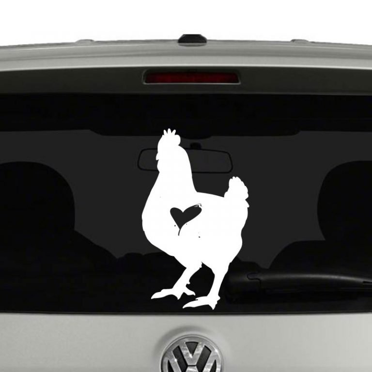 Chicken Lovers Chicken with Heart Vinyl Decal Sticker