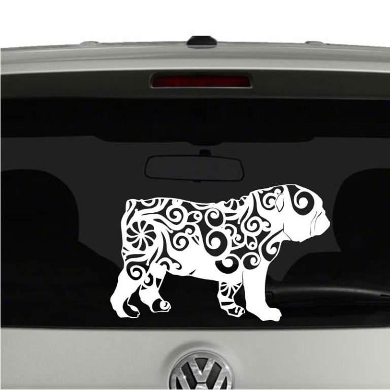 English Bulldog Lovers Mandala Puppy Vinyl Decal Sticker