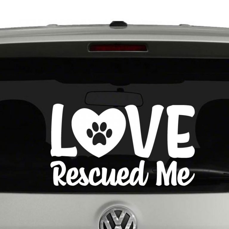 Love Rescued Me Paw Print Cat Dog Rescue Vinyl Decal Sticker