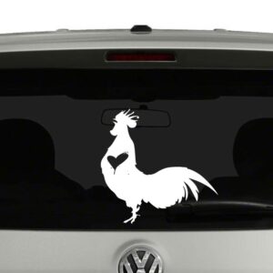 Rooster Chicken Lovers Rooster Heart Vinyl Decal Sticker