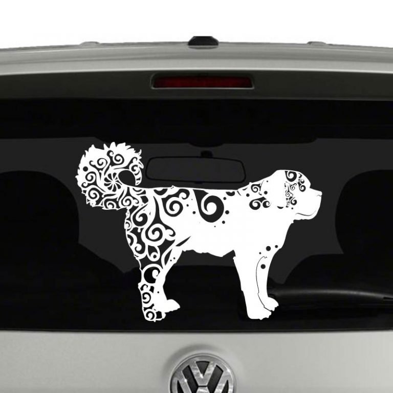 St Bernard Lovers Mandala Puppy Vinyl Decal Sticker