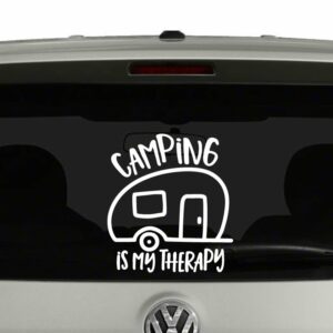 Camping is My Therapy Camper Trailer Vinyl Decal Sticker