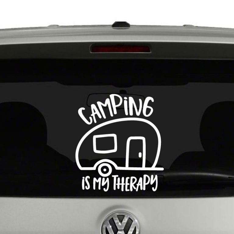 Camping is My Therapy Camper Trailer Vinyl Decal Sticker