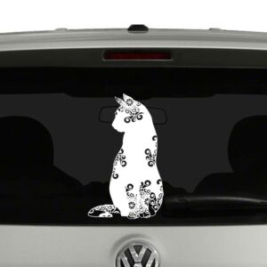 Cat Lovers Sitting Cat Mandala Kitten Vinyl Decal Sticker