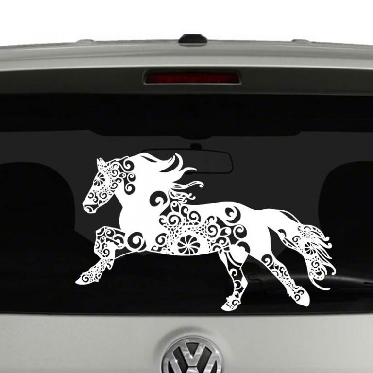 Horse Lovers Running Galloping Horse Mandala Vinyl Decal Sticker