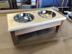 Cat or Small Dog Feeding Station Cherry and Maple Hand Crafted