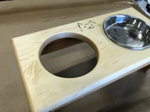 Cat or Small Dog Feeding Station Cherry and Maple Hand Crafted