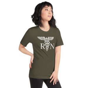 Vintage Style White RN Caduceus Hero Nurses Short-Sleeve Unisex T-Shirt - Image 18
