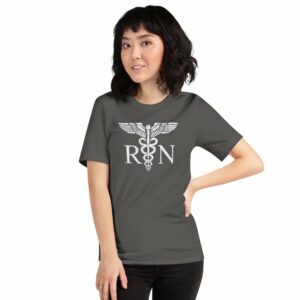Vintage Style White RN Caduceus Hero Nurses Short-Sleeve Unisex T-Shirt - Image 19