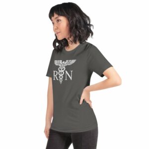 Vintage Style White RN Caduceus Hero Nurses Short-Sleeve Unisex T-Shirt - Image 20