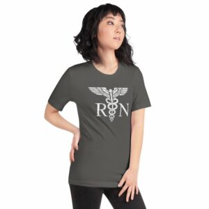 Vintage Style White RN Caduceus Hero Nurses Short-Sleeve Unisex T-Shirt - Image 21