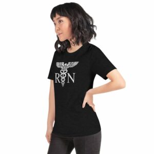 Vintage Style White RN Caduceus Hero Nurses Short-Sleeve Unisex T-Shirt - Image 8