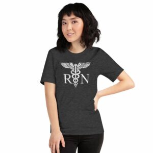 Vintage Style White RN Caduceus Hero Nurses Short-Sleeve Unisex T-Shirt - Image 13