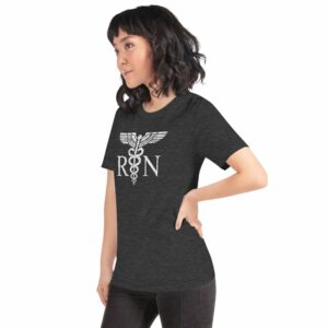Vintage Style White RN Caduceus Hero Nurses Short-Sleeve Unisex T-Shirt - Image 14