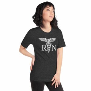 Vintage Style White RN Caduceus Hero Nurses Short-Sleeve Unisex T-Shirt - Image 15