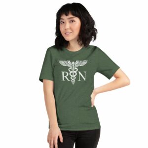 Vintage Style White RN Caduceus Hero Nurses Short-Sleeve Unisex T-Shirt - Image 22