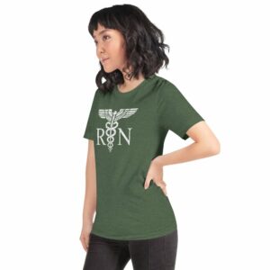 Vintage Style White RN Caduceus Hero Nurses Short-Sleeve Unisex T-Shirt - Image 23