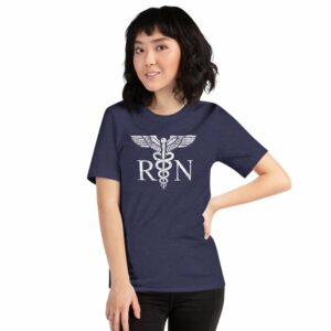 Vintage Style White RN Caduceus Hero Nurses Short-Sleeve Unisex T-Shirt - Image 10
