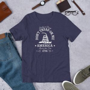 Don't Tread On Me Liberty or Death America Land of the Free Vintage Styled Short-Sleeve Unisex T-Shirt - Image 4