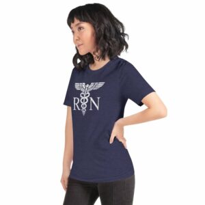 Vintage Style White RN Caduceus Hero Nurses Short-Sleeve Unisex T-Shirt - Image 11