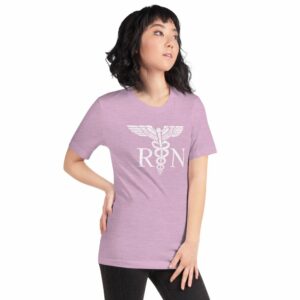 Vintage Style White RN Caduceus Hero Nurses Short-Sleeve Unisex T-Shirt - Image 33