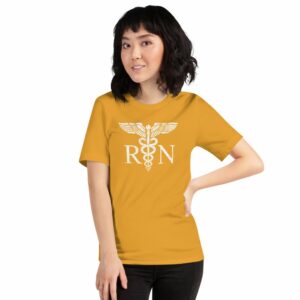 Vintage Style White RN Caduceus Hero Nurses Short-Sleeve Unisex T-Shirt - Image 28