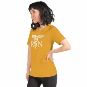 Vintage Style White RN Caduceus Hero Nurses Short-Sleeve Unisex T-Shirt - Image 29