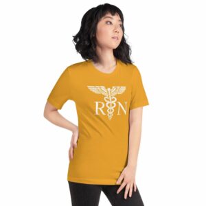Vintage Style White RN Caduceus Hero Nurses Short-Sleeve Unisex T-Shirt - Image 30