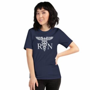Vintage Style White RN Caduceus Hero Nurses Short-Sleeve Unisex T-Shirt - Image 4