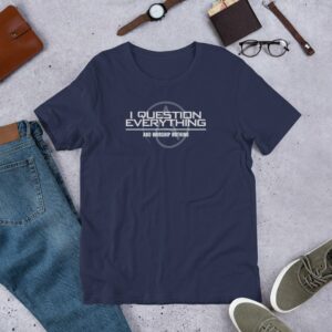 Atheist Symbol Question Everything and Worship Nothing Short-Sleeve Unisex T-Shirt - Image 2