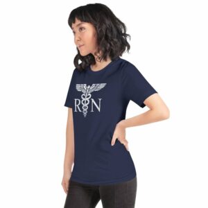 Vintage Style White RN Caduceus Hero Nurses Short-Sleeve Unisex T-Shirt - Image 5