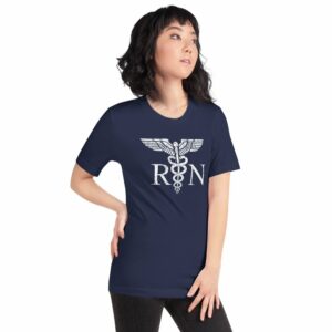 Vintage Style White RN Caduceus Hero Nurses Short-Sleeve Unisex T-Shirt - Image 6