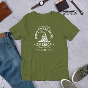 Don't Tread On Me Liberty or Death America Land of the Free Vintage Styled Short-Sleeve Unisex T-Shirt - Image 8