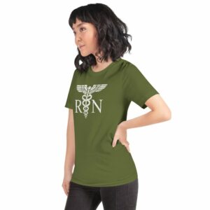 Vintage Style White RN Caduceus Hero Nurses Short-Sleeve Unisex T-Shirt - Image 26