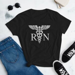 Vintage Style White RN Caduceus Hero Nurses wWomen's short sleeve t-shirt