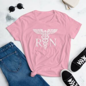Vintage Style White RN Caduceus Hero Nurses wWomen's short sleeve t-shirt - Image 15