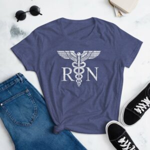 Vintage Style White RN Caduceus Hero Nurses wWomen's short sleeve t-shirt - Image 8