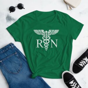 Vintage Style White RN Caduceus Hero Nurses wWomen's short sleeve t-shirt - Image 9