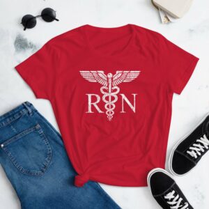 Vintage Style White RN Caduceus Hero Nurses wWomen's short sleeve t-shirt - Image 4