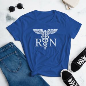 Vintage Style White RN Caduceus Hero Nurses wWomen's short sleeve t-shirt - Image 7