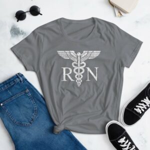 Vintage Style White RN Caduceus Hero Nurses wWomen's short sleeve t-shirt - Image 11