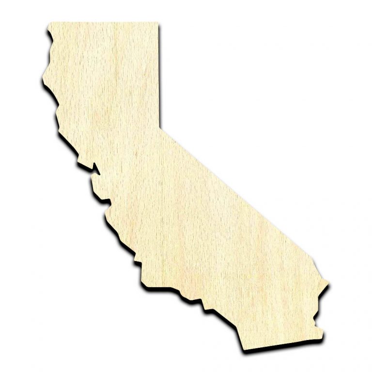 California State - Laser Cut Out Unfinished Wood Shape Craft Supply