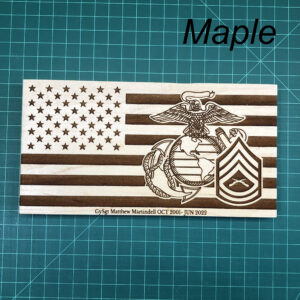 Wooden Laser Engraved Military American Flag Customized